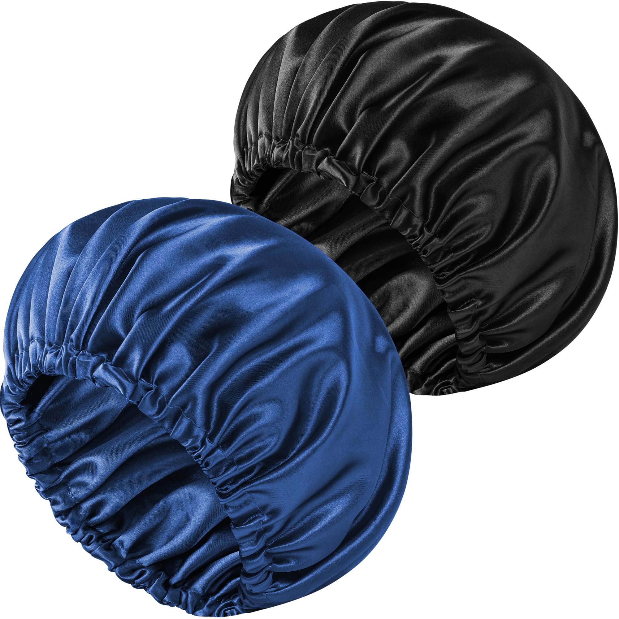 2 PCS Satin Bonnet Double Layer Sleep Hair Silk Bonnet for Sleeping Women Curly Natural Hair